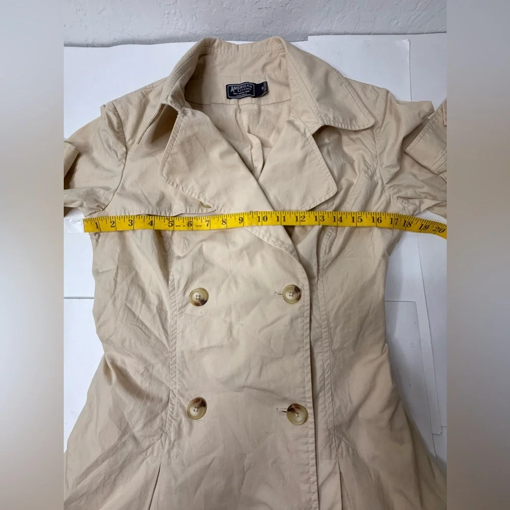 American Living Trench Coat Womens Size 14 Beige Pleated Classic Preppy Khaki PI